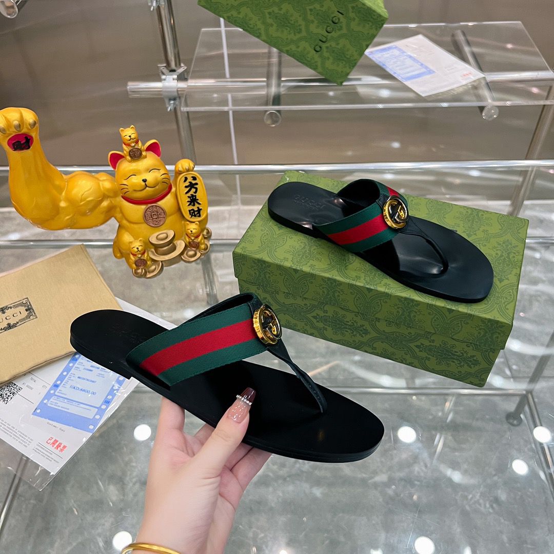GUCCI Red & Green Kika Thong Sandals ( FEMININO) ( Pronta entrega)