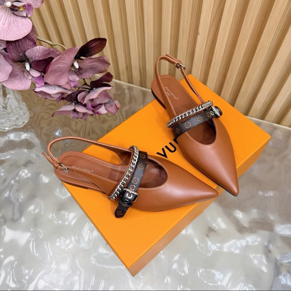 Louis Vuitton Vibe Slingback Flat Ballerina Brown