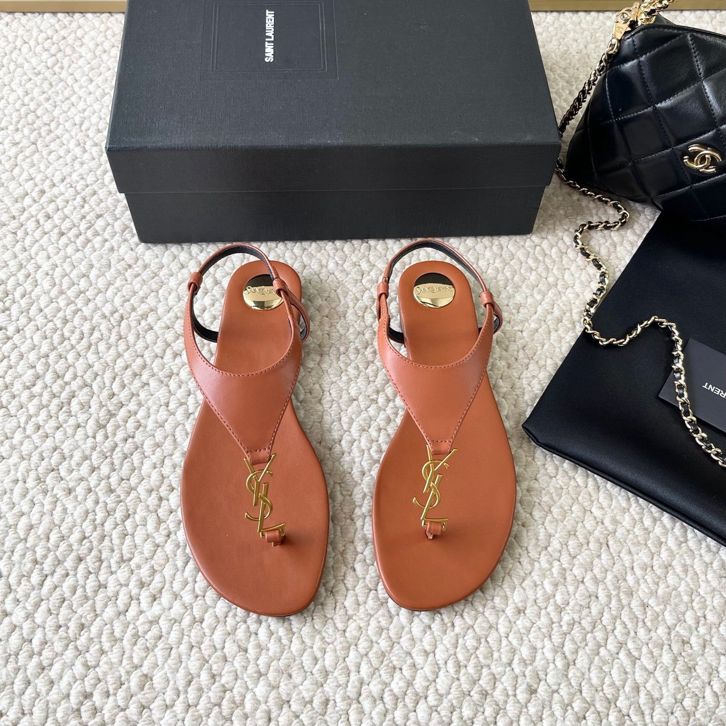 Saint Laurent Sandalia cassandra brown