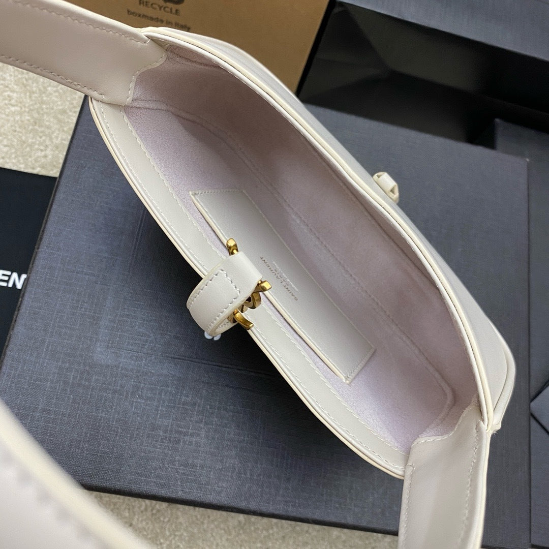 Saint Laurent Le 5 À 7 Top Handle Bag Off White Ferragens Douradas