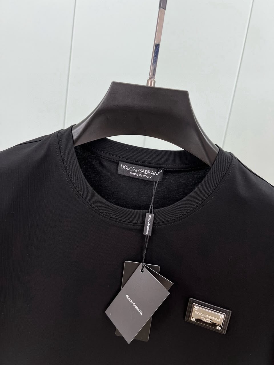 Cotton T-shirt With Branded Tag Black