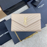 Saint Laurent Shoulder Bag Bege Ferragens Douradas.