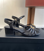 Chanel Interlocking CC Strappy Block Heel Sandal Black. Salto 4,5 cm.