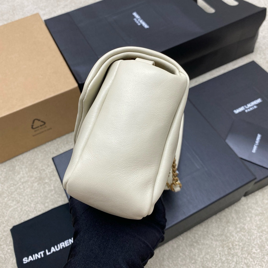 Yves Saint Laurent Calypso Lambskin White Ferragens Douradas