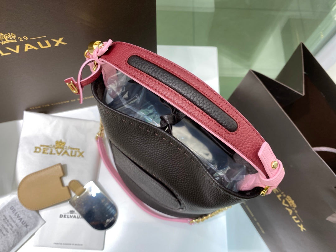 Delvaux Pin Mini Bucket Black / Pink