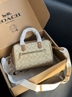 Coach Rowan Satchel Khaki Saddle Chalk