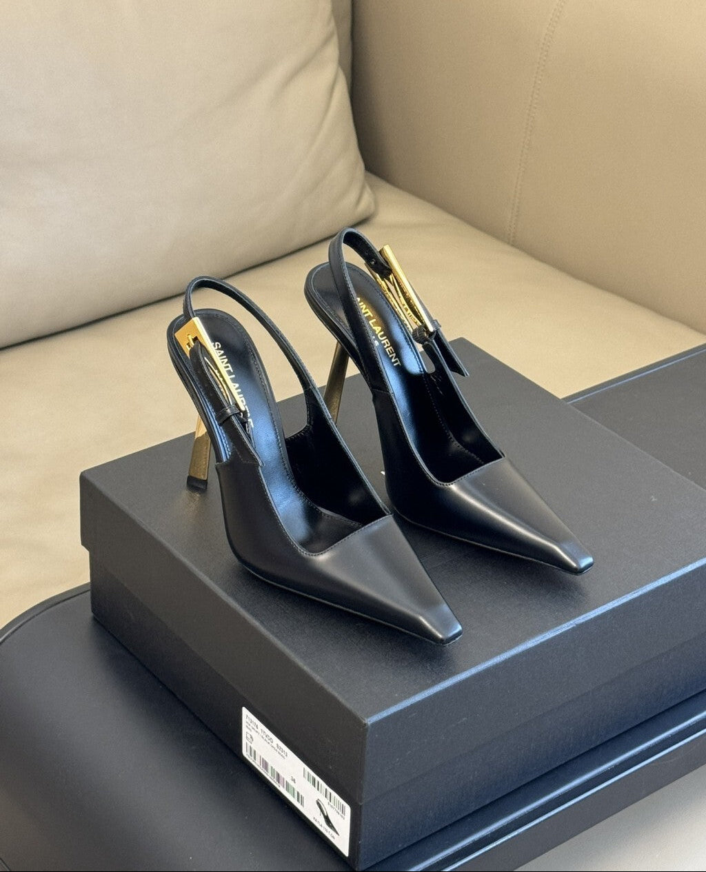 Saint Laurent Scarpin Slingback Lee Black