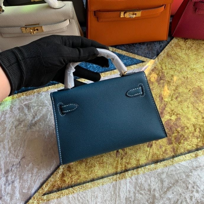 Bolsa Kelly Sellier Mini II Bleu Jean  (tamanho 20) .