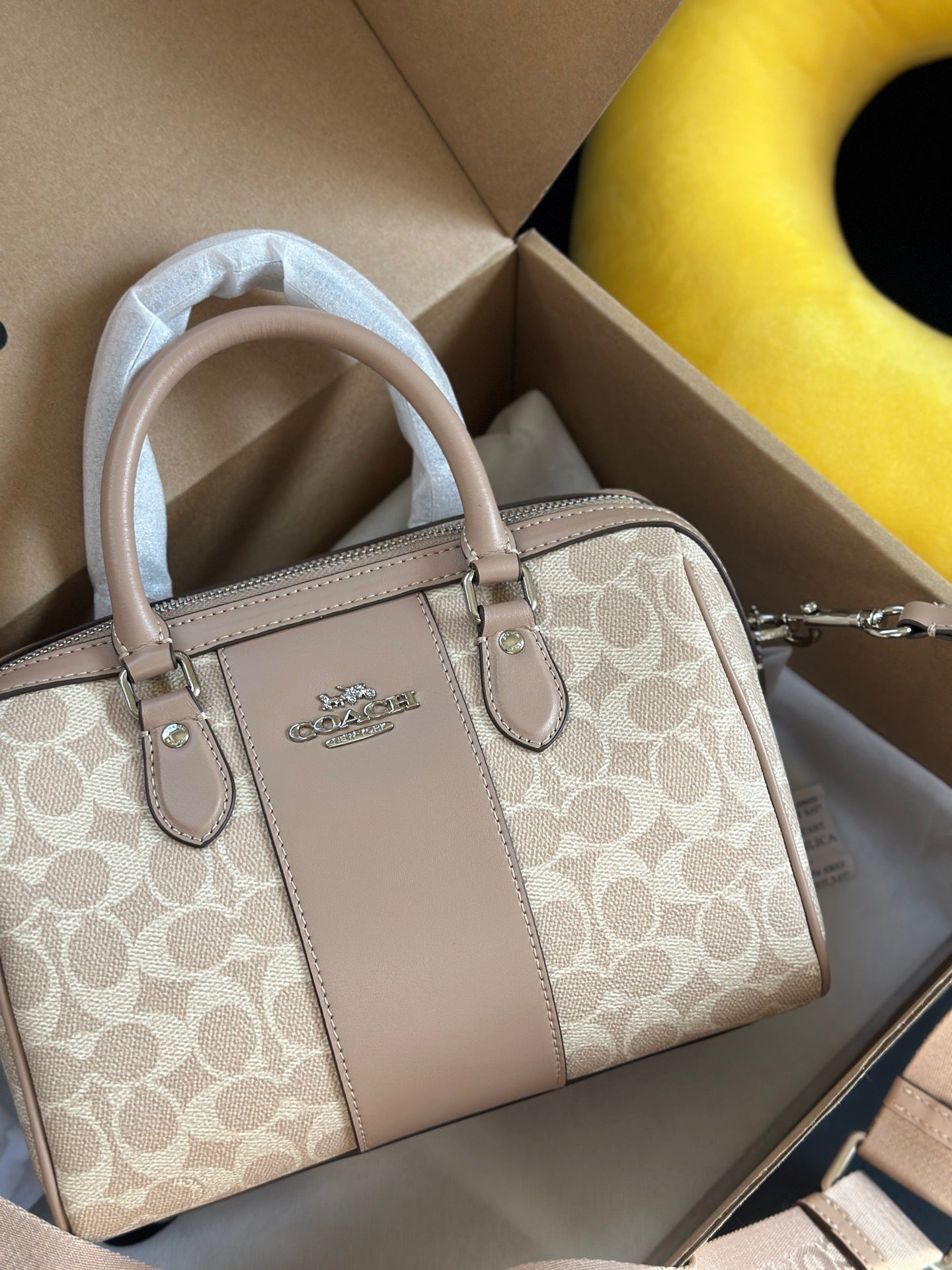 Coach Rowan Satchel Khaki Chalk