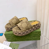 Gucci Angelina Platform 55mm Sandal Camel Canvas (Pronta entrega)
