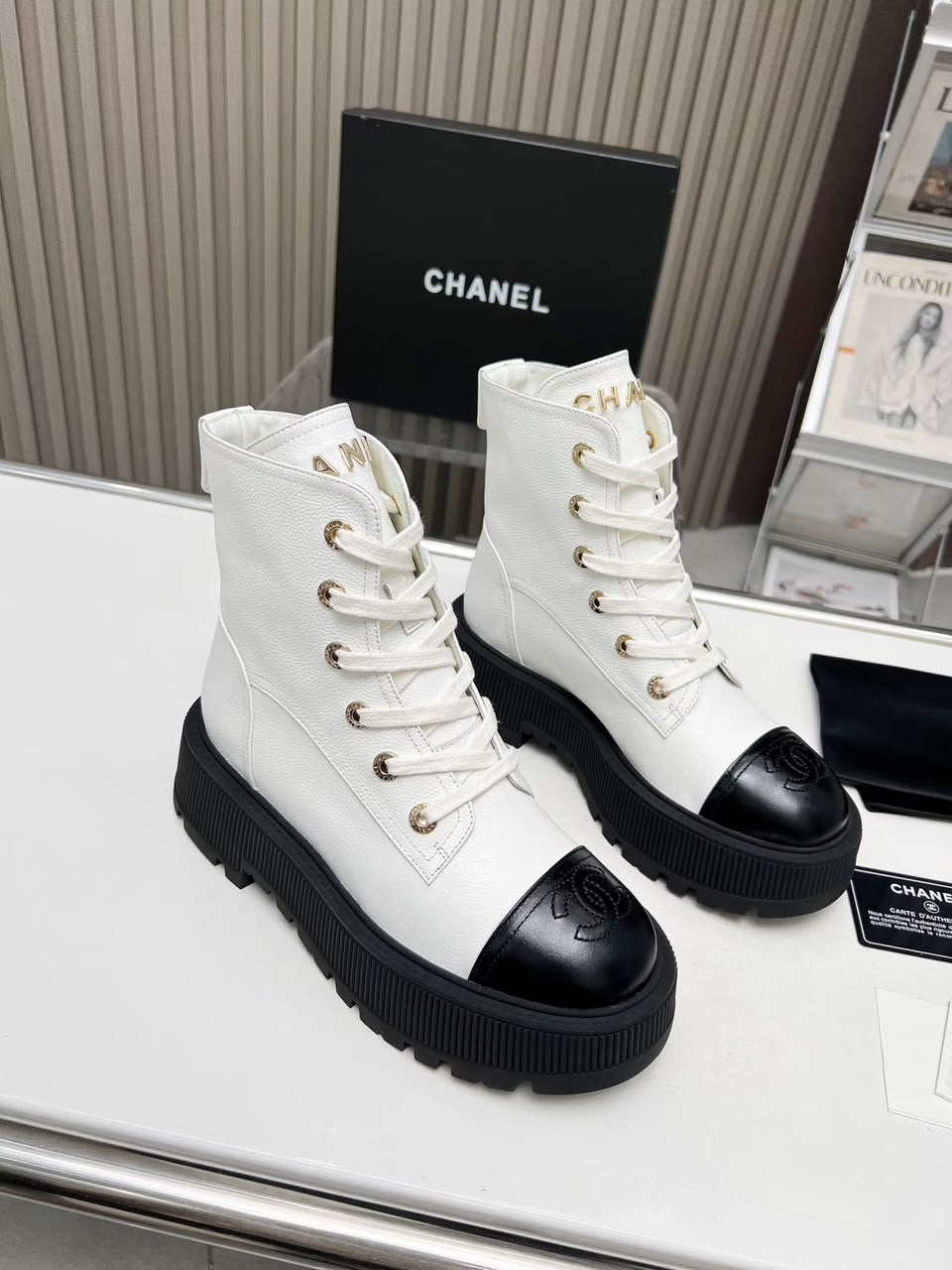 Chanel Combat Boot White / Black