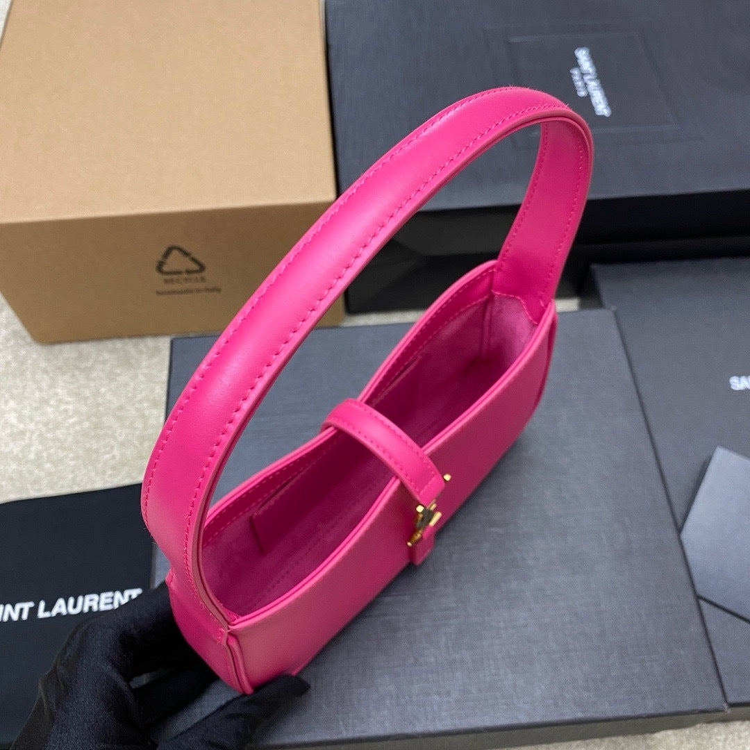 Saint Laurent Le 5 À 7 Top Handle Bag Pink Ferragens Douradas