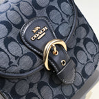 Coach Kleo Saddle Bag em Signature Chambray Navy Blue