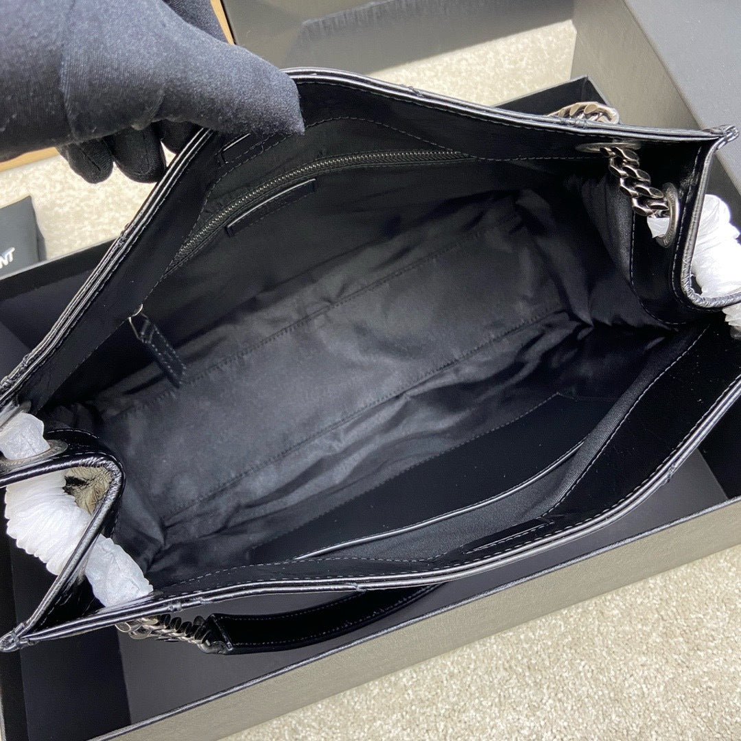 Saint Laurent Niki Shopping Bag Black Ferragens Prata