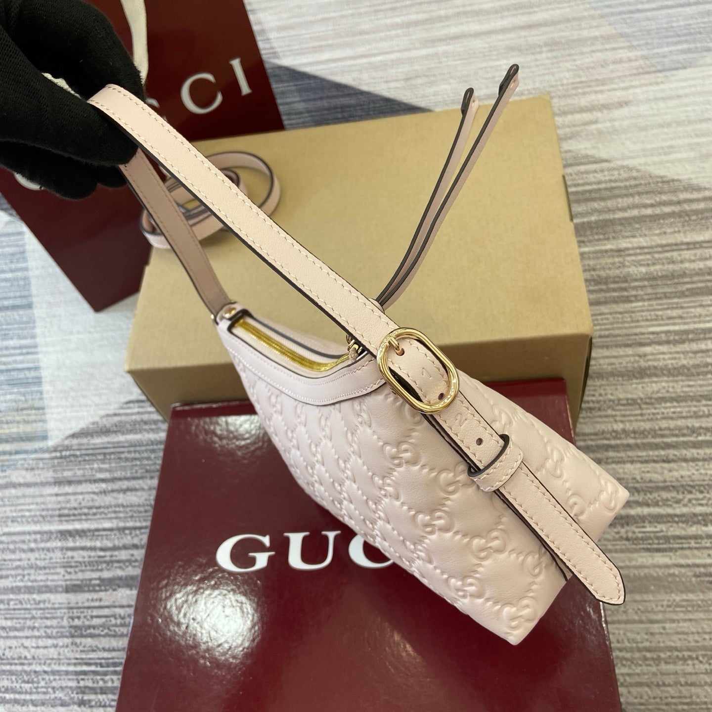 Gucci GG Emblem Small Shoulder Bag Off-White