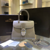 Delvaux Brillant Mini Leather Bag Cinza Taupe Ferragens Prata