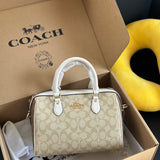 Coach Rowan Satchel Khaki / Off-White Signature Canvas