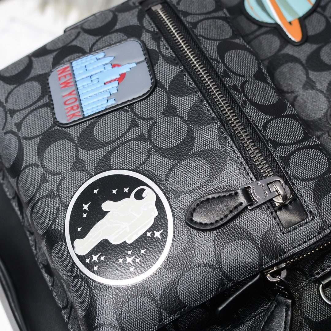 Coach West Backpack Space Edition Signature Canvas Black