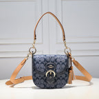Coach Kleo Saddle Bag em Signature Chambray Navy Blue