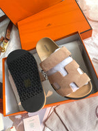 Hermès Women's Chypre Suede Sandal In Beige Argile