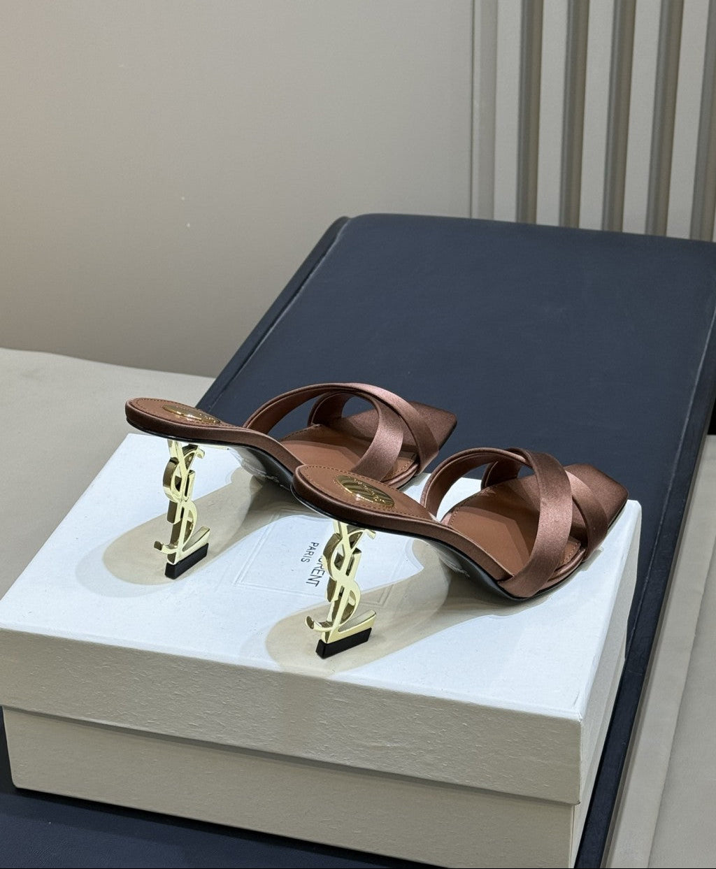 Saint Laurent  Mules Opyum Em Crepe De Cetim