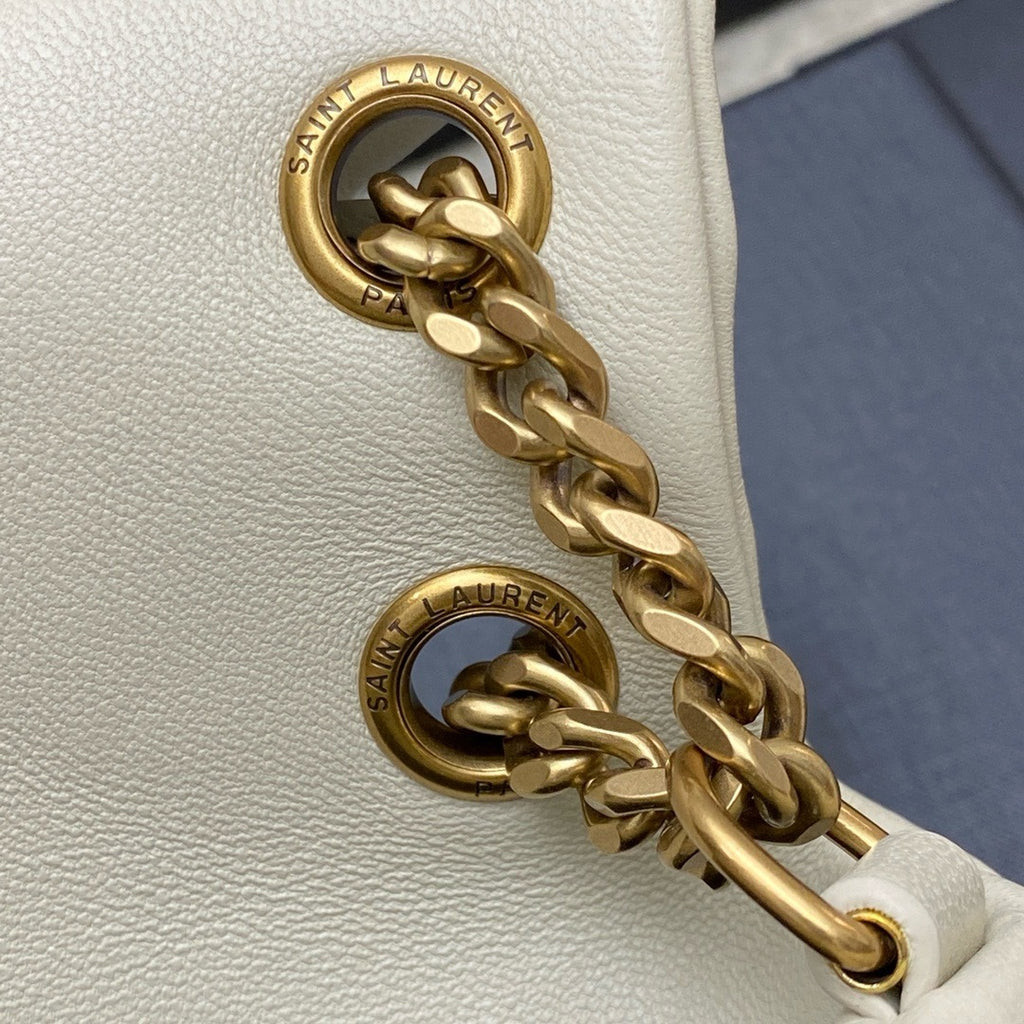 Yves Saint Laurent Calypso Lambskin White Ferragens Douradas