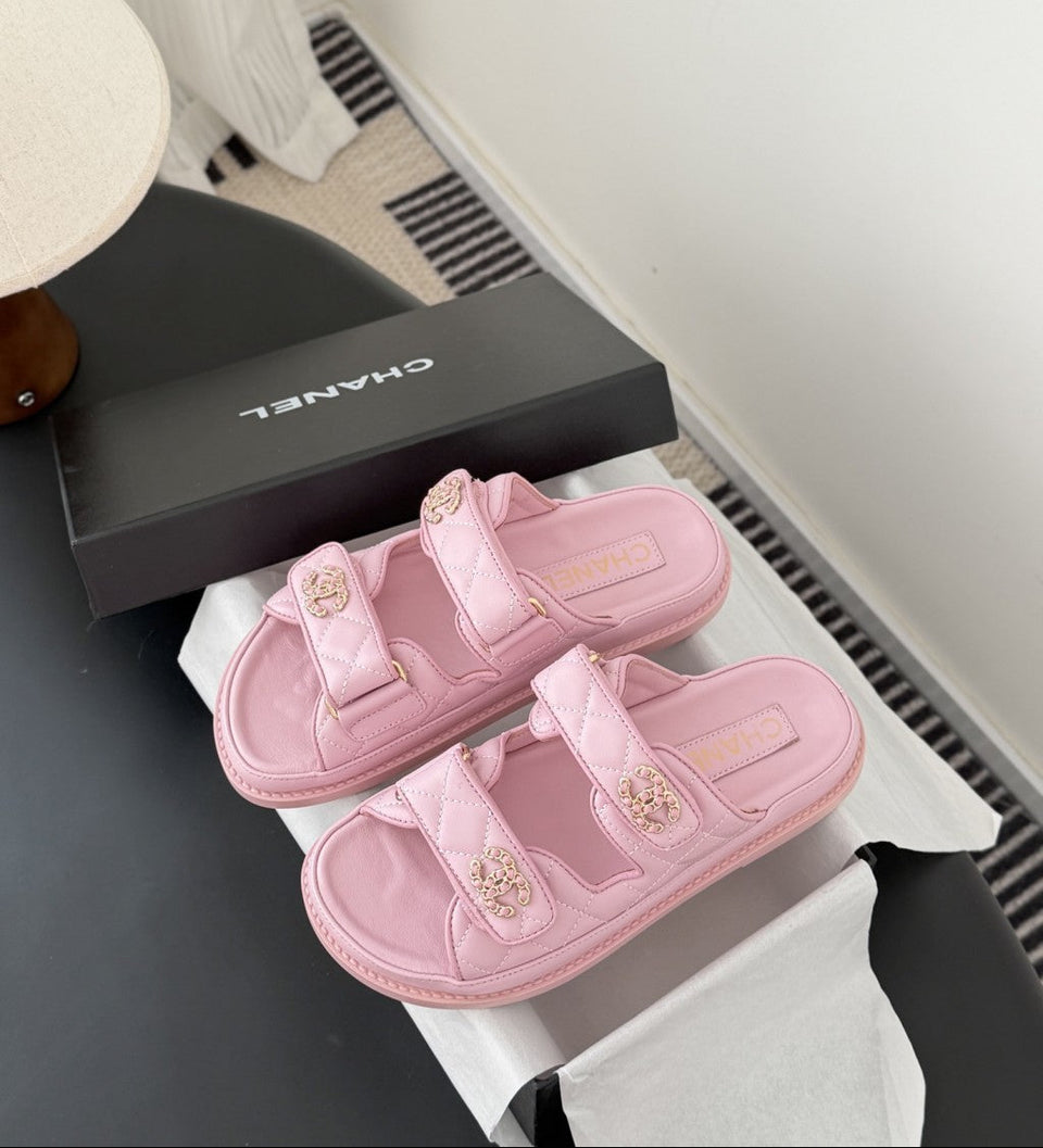 CHANEL Quilted Dad Sandal  Light Pink.