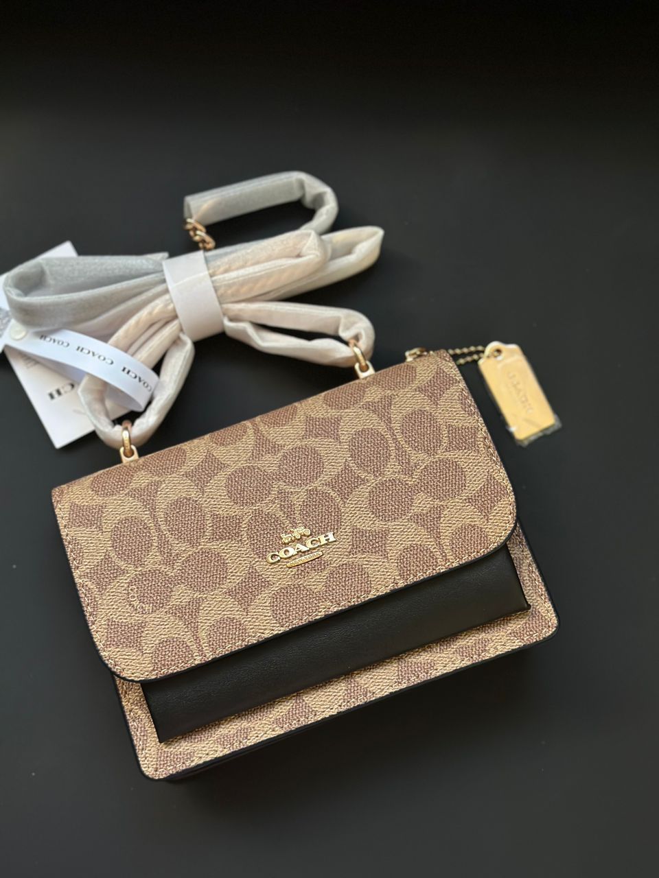 Coach Mini Klare Crossbody Bag Khaki/Preto Ferragens Douradas