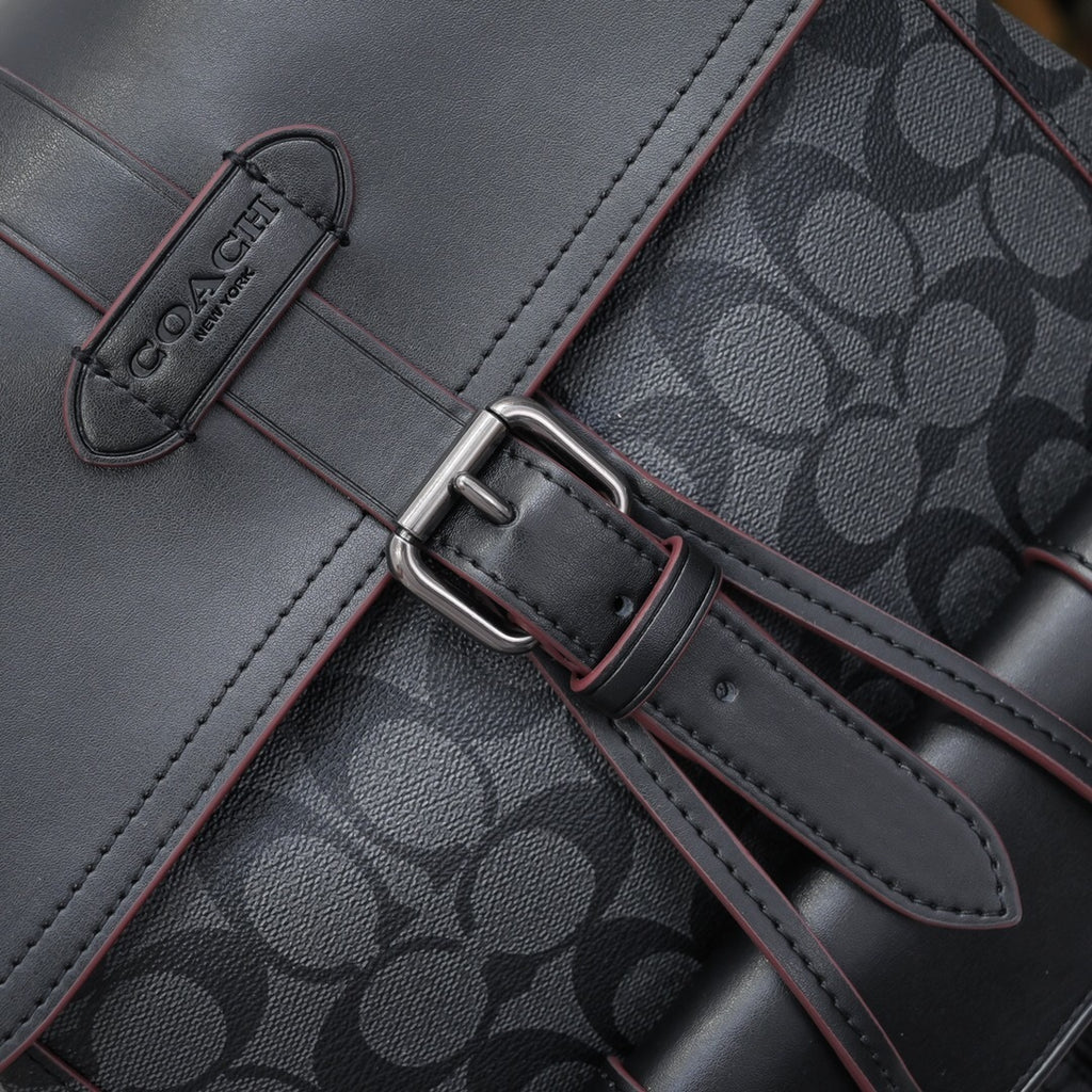 Coach Hudson Backpack Signature Canvas Black / Bordô