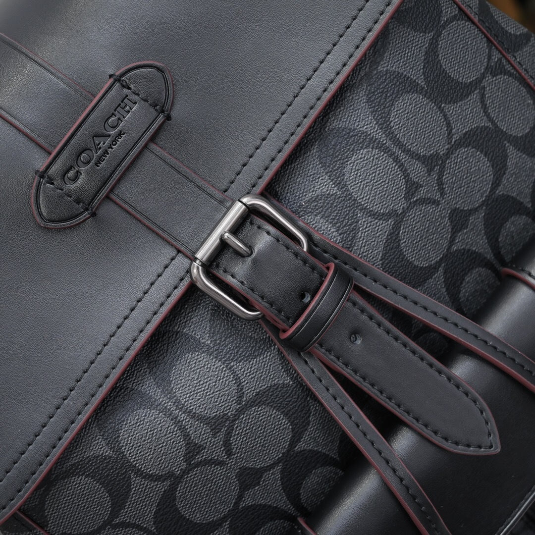Coach Hudson Backpack Signature Canvas Black / Bordô