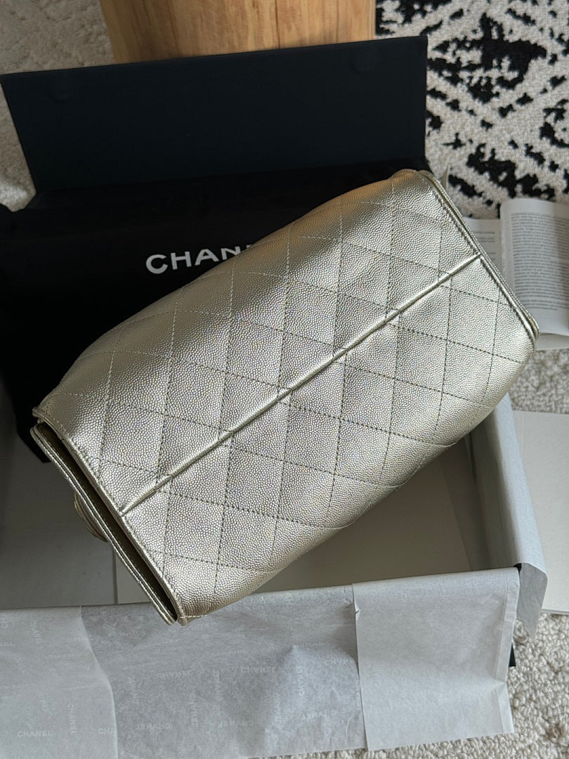 Bolsa Hobo  Chanel 25 Metalica Small