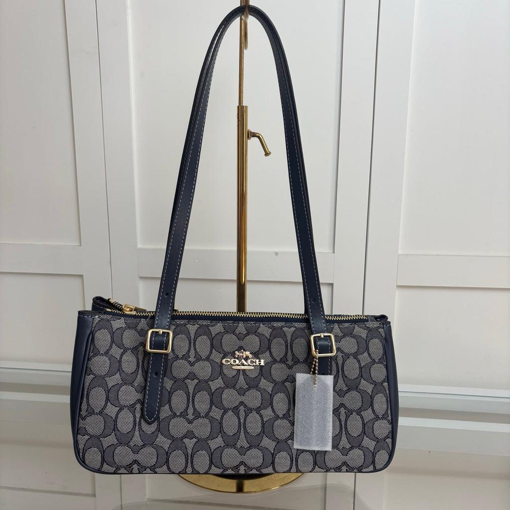 Coach Asher Shoulder Bag em Signature Canvas Grafite