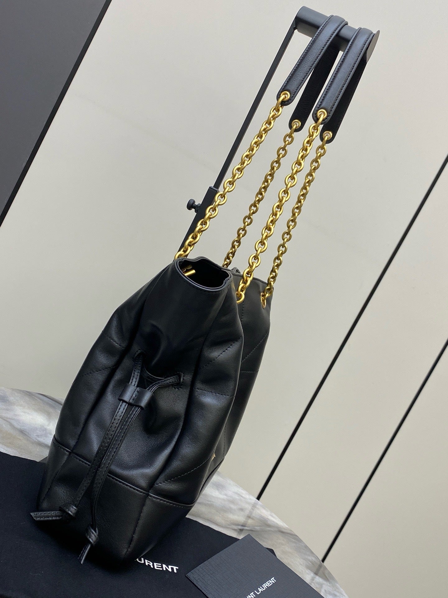 Saint Laurent Jamie 4.3 Shopping Tote Black Gold With Pouch
