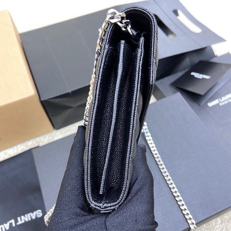 Saint Laurent Shoulder Bag Black Ferragens Prata