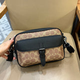 Bolsa Transversal Coach Warner em Canvas Signature Khaki Black