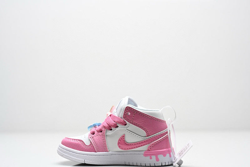 Air Jordan 1 Mid white and pink infantil