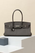 Shoulder Birkin Style Dark Grey Leather