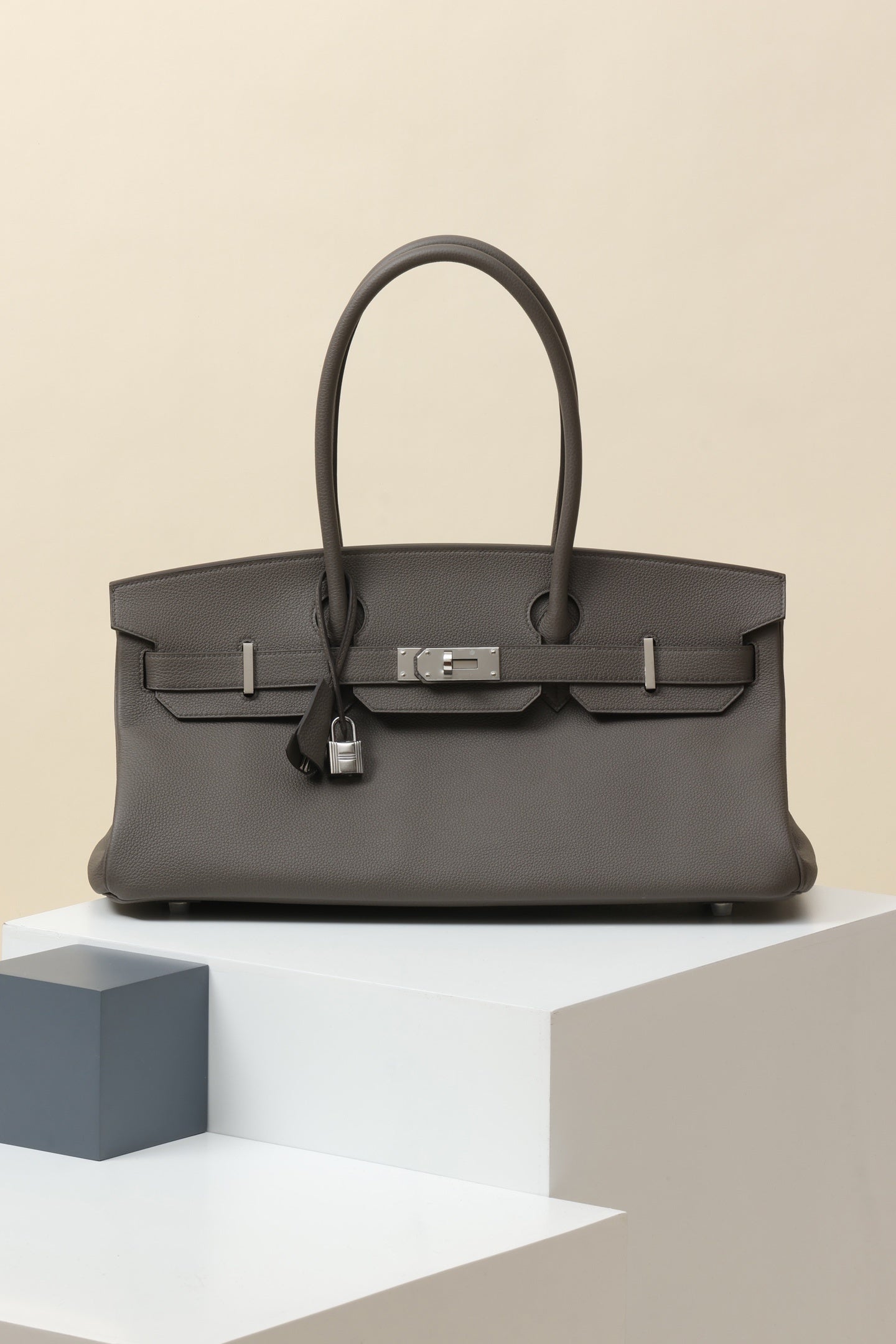 Shoulder Birkin Style Dark Grey Leather