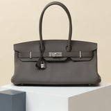 Shoulder Birkin Style Dark Grey Leather