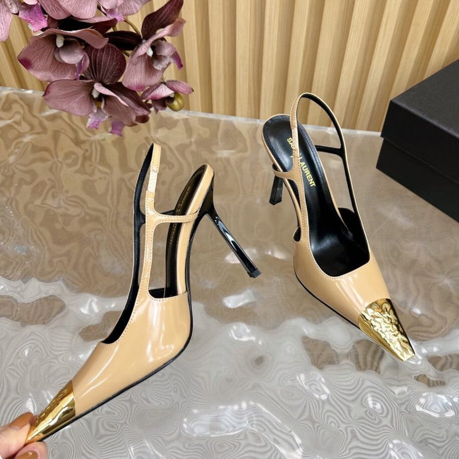 Saint Laurent Scarpin Slingback Jeanne  Beige