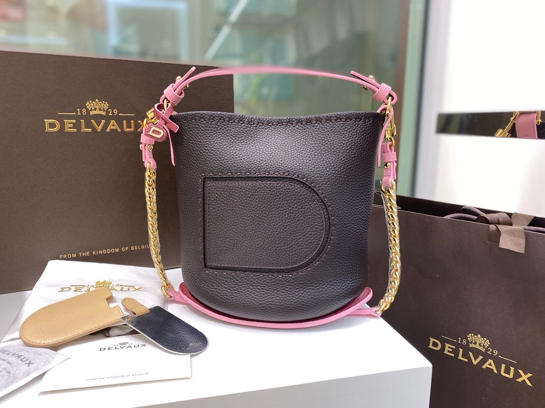Delvaux Pin Mini Bucket Black / Pink