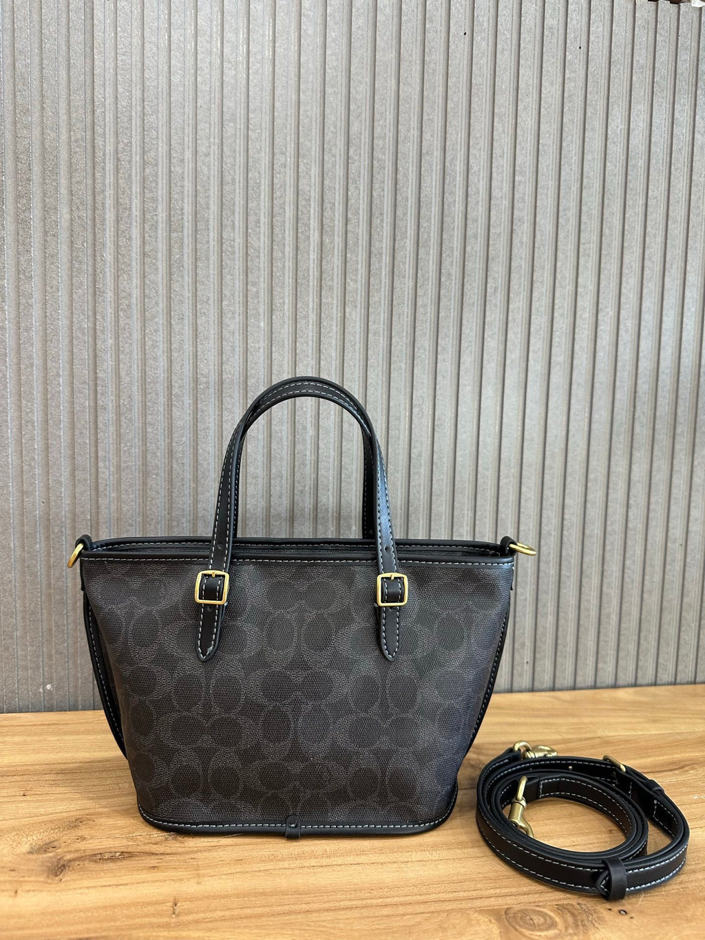 Coach Taxi Tote 21 Signature Black Ferragens Douradas