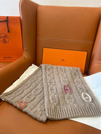 Cachecol Hermès Tri-Maillon Details Cuir Marrom-Claro