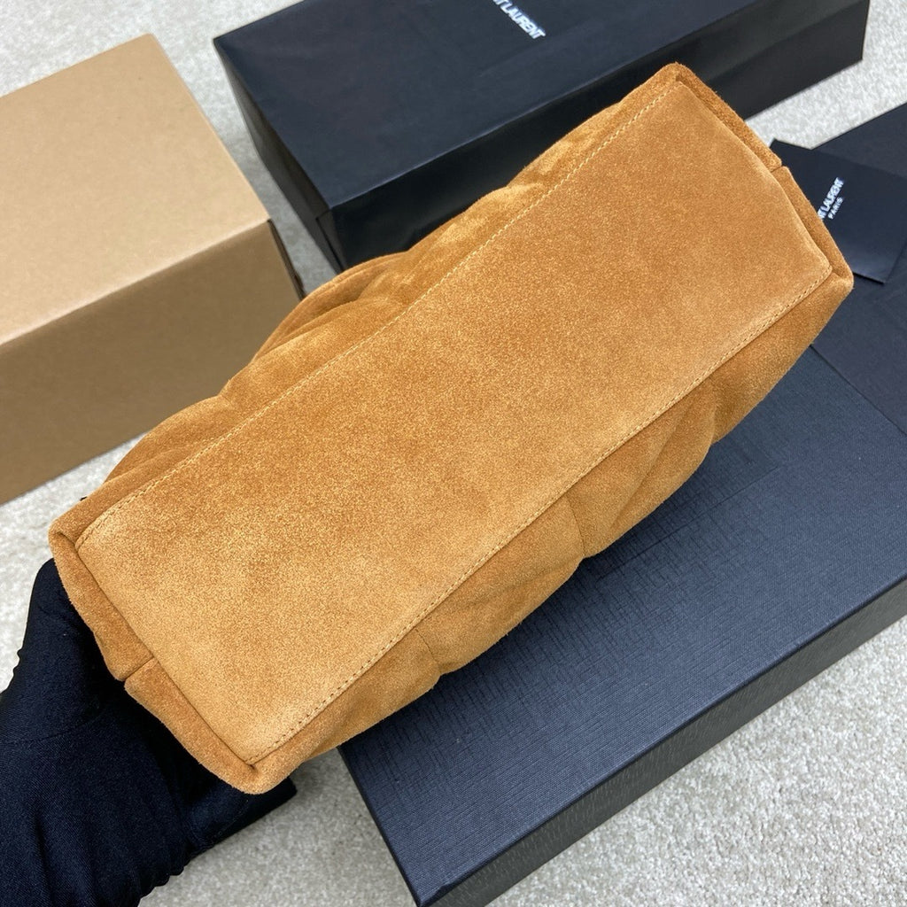 Bolsa Saint Laurent Puffer Toy  Shoulder Bag Camel em camurça