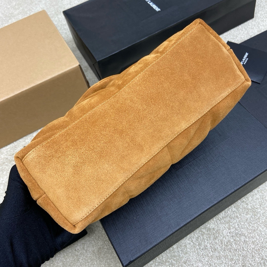 Bolsa Saint Laurent Puffer Toy  Shoulder Bag Camel em camurça