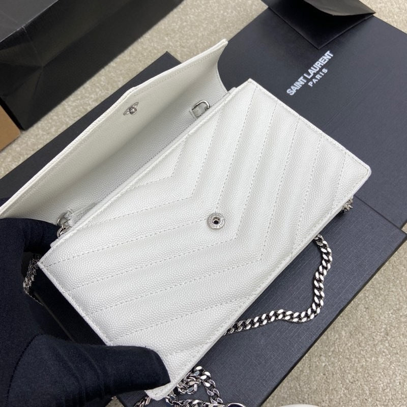 Saint Laurent Shoulder Bag White Ferragens Prata