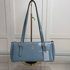 Coach Asher Shoulder Bag Shiny Crinkle Leather Blue