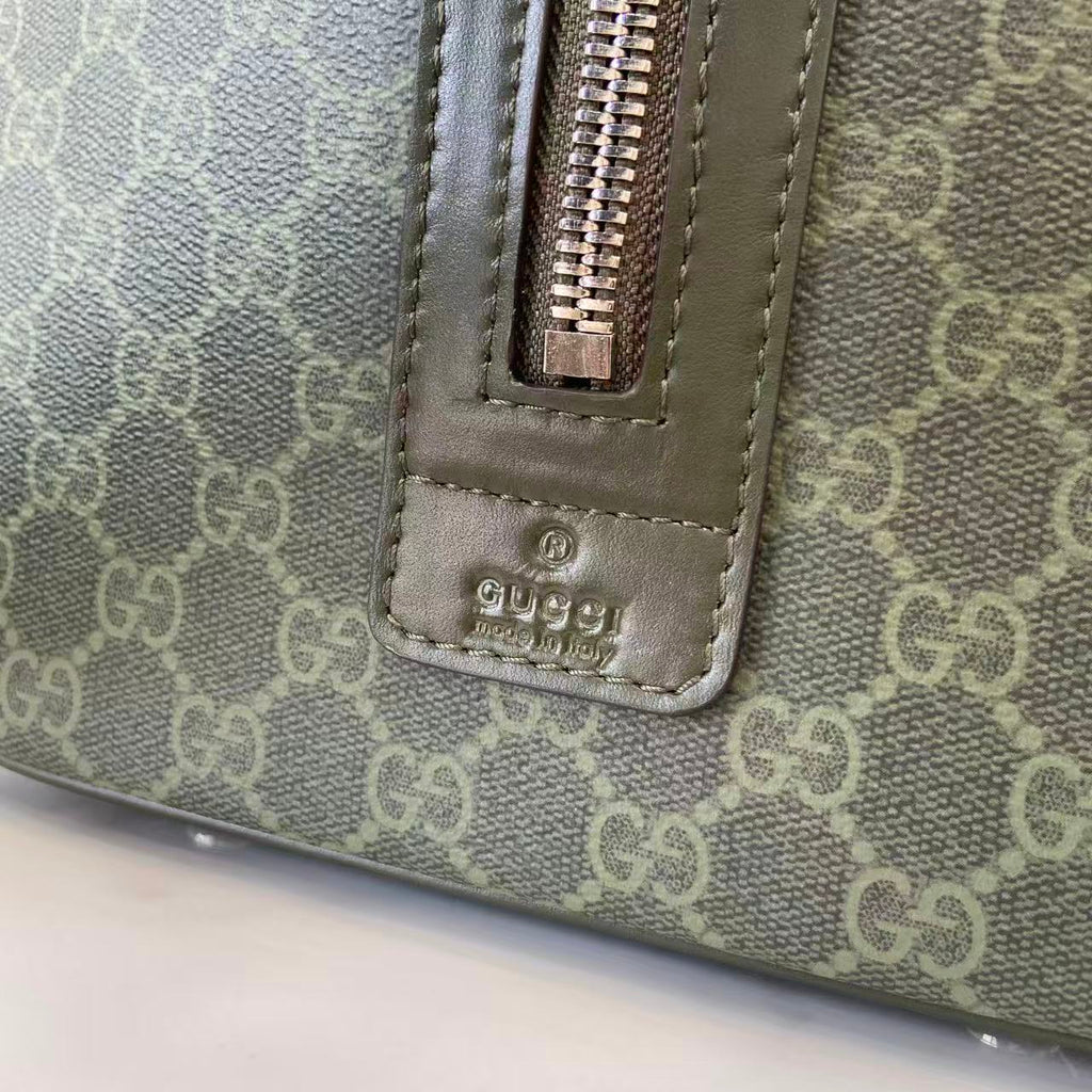Gucci GG Monogram Medium Duffle Bag Dark Green