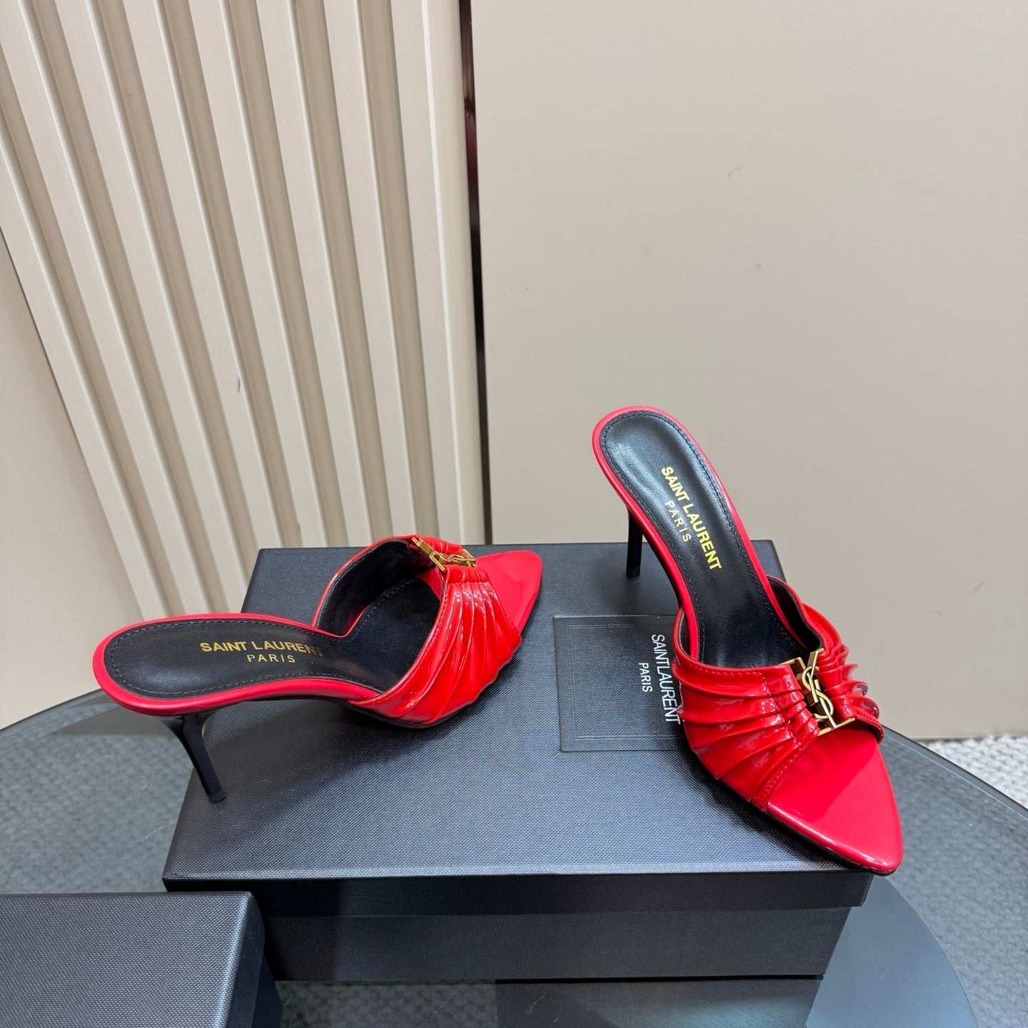 Saint Laurent Babylone Mules Bordeaux slutty red