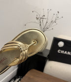 Chanel Thong Sandals Gold.